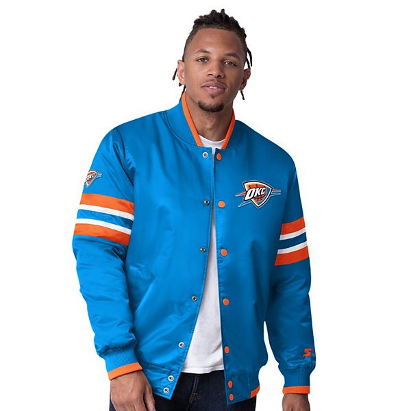 Men's Starter Blue Oklahoma City Thunder Scout Varsity Satin Full-Snap Jacket Starter