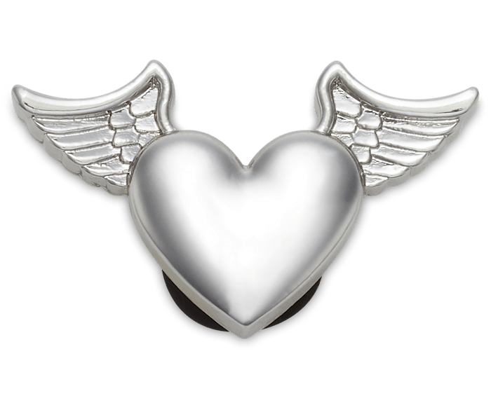 Silver Metal Heart and Wings Crocs