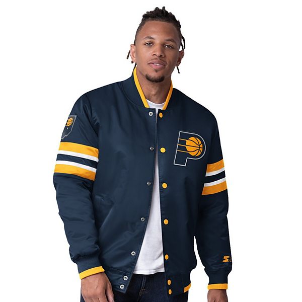 Men's Starter Navy Indiana Pacers Scout Varsity Satin Full-Snap Jacket Starter