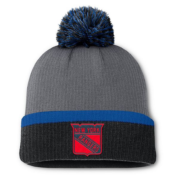 Women's Fanatics  Charcoal New York Rangers Cuffed Knit Hat with Pom Fanatics Brands - White Label