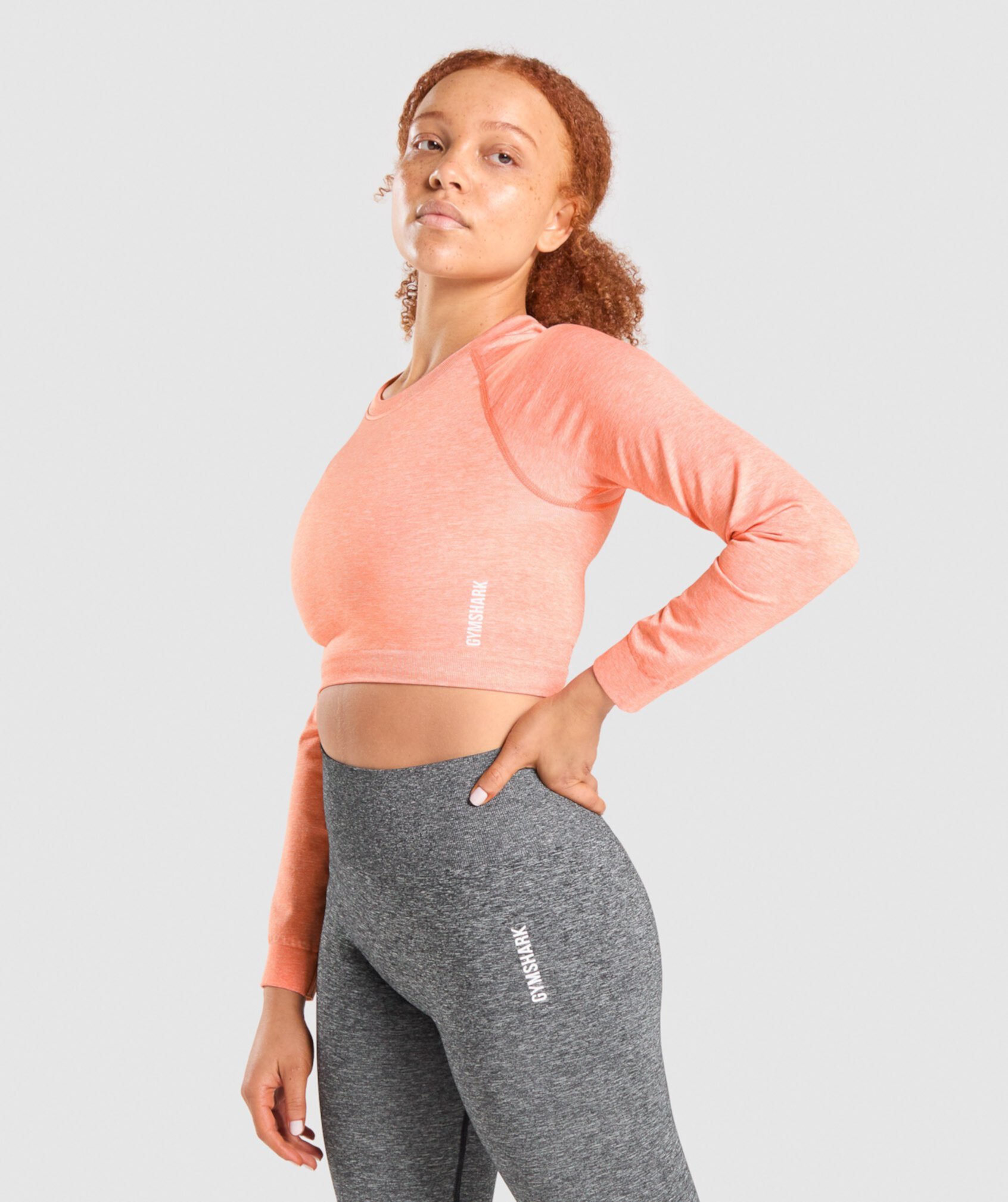 Adapt Marl Seamless Long Sleeve Crop Top Gymshark