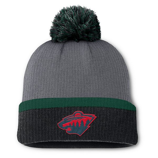 Women's Fanatics  Charcoal Minnesota Wild Cuffed Knit Hat with Pom Fanatics Brands - White Label