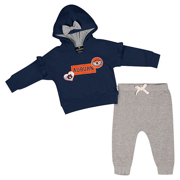 Girls Infant Colosseum Navy Auburn Tigers Patches Fleece Pullover Hoodie and Pants Set Colosseum