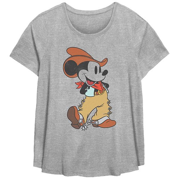 Disney's Mickey Mouse Missy Plus Size Cowboy Scoop Hem Tee Disney