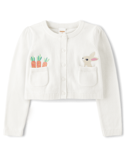 Girls Embroidered Bunny Cardigan The Children`s Place