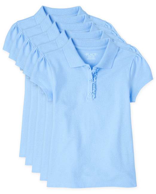 Girls Uniform Ruffle Pique Polo 5-Pack The Children`s Place