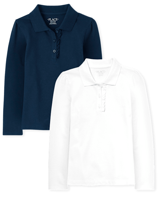 Girls Uniform Ruffle Pique Polo 2-Pack The Children`s Place