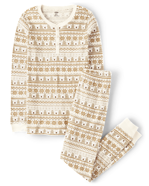 Mens Matching Family Polar Bear Fairisle Thermal Pajamas The Children`s Place