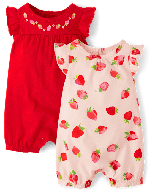 Baby Girls Strawberry Romper 2-Pack The Children`s Place