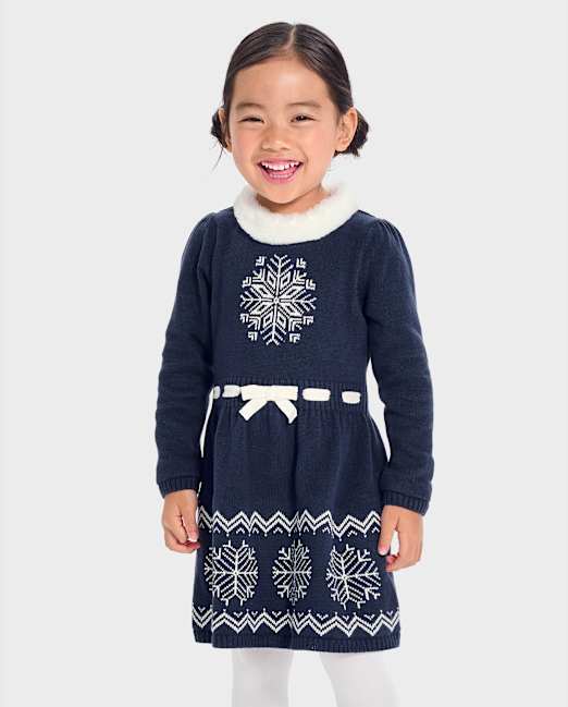 Girls Snowflake Fairisle Sweater Dress The Children`s Place