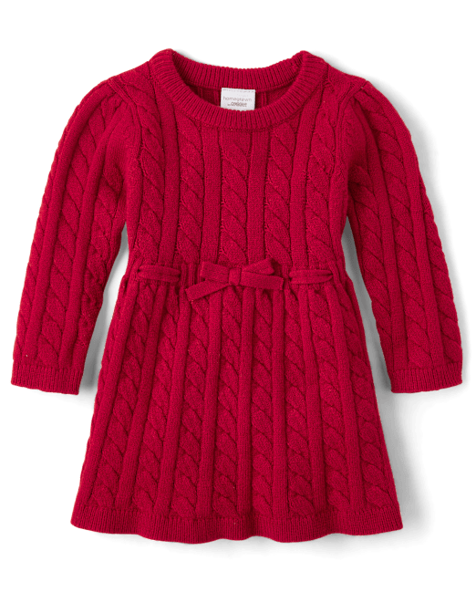 Baby Girls Cable Knit Sweater Dress The Children`s Place