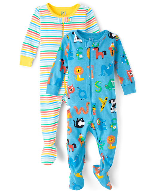 Baby And Toddler Rainbow Alphabet Snug Fit Cotton Footed One Piece Pajamas 2-Pack The Children`s Place