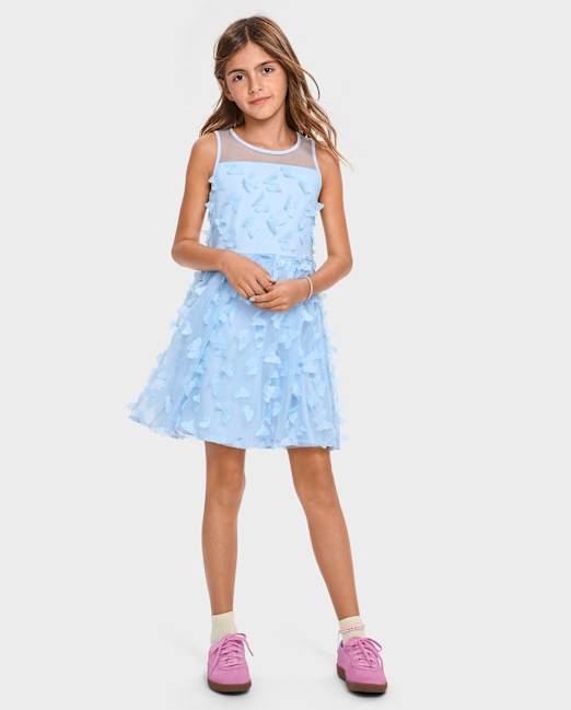 Girls 3D Butterfly Mesh Fit And Flare Dress The Children`s Place