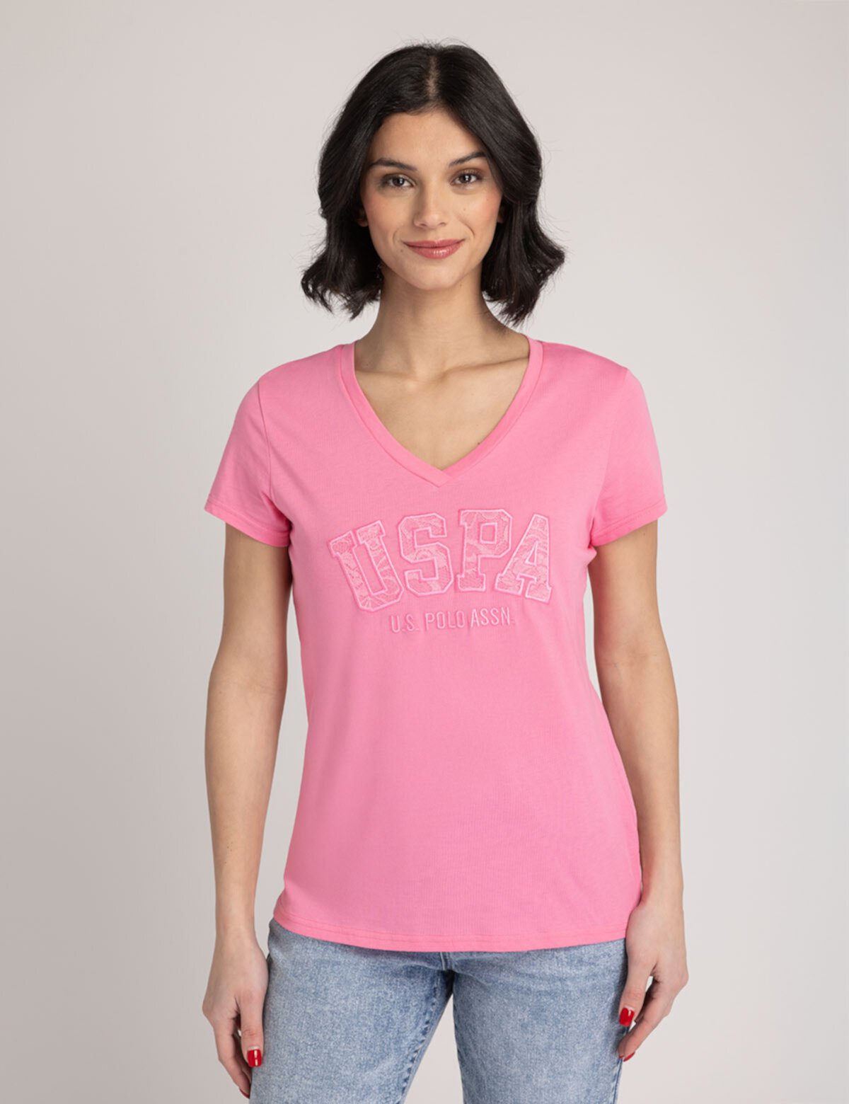 USPA LACE APPLIQUE V-NECK T-SHIRT U.S. Polo Assn.