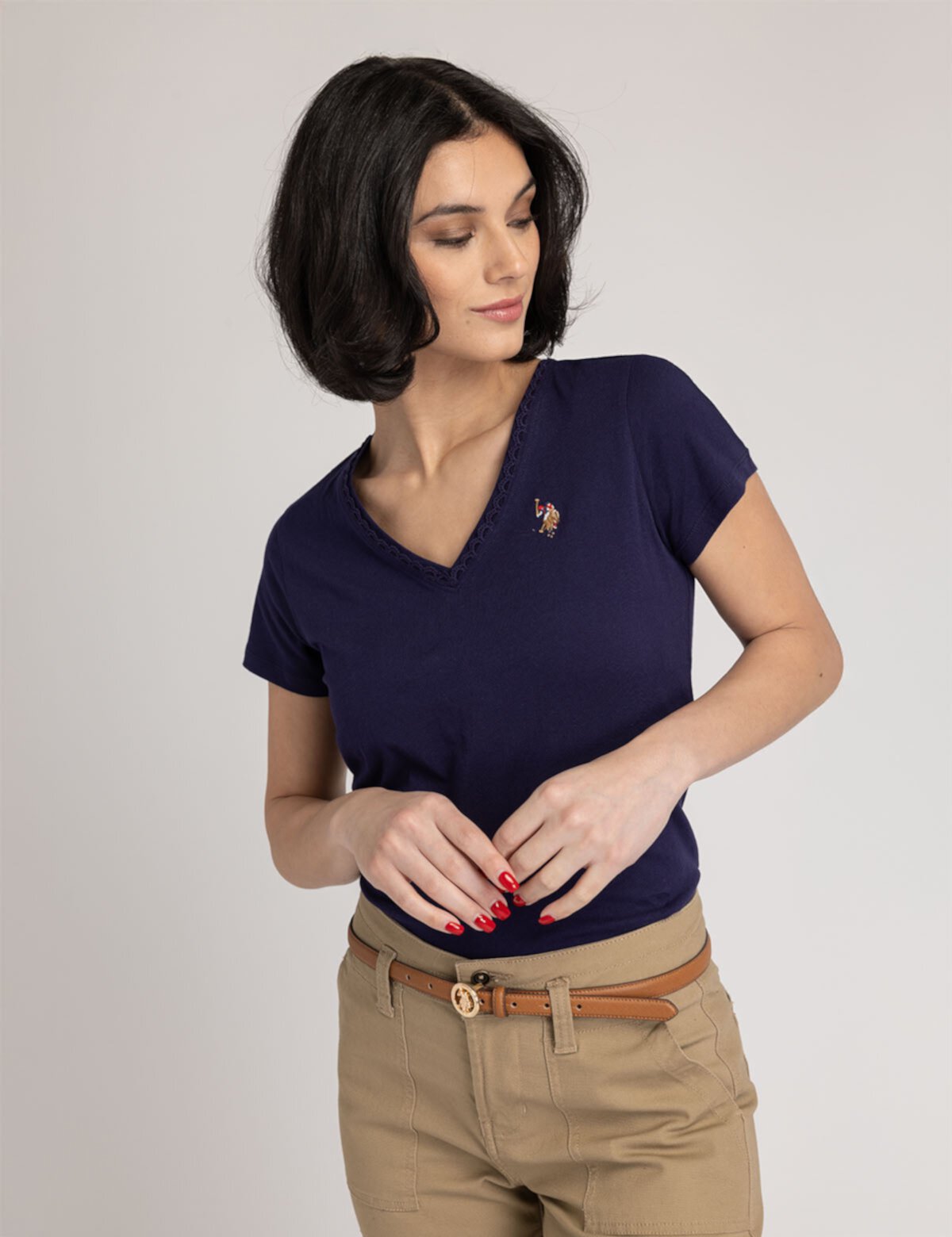 SCALLOP TRIM V-NECK T-SHIRT U.S. Polo Assn.