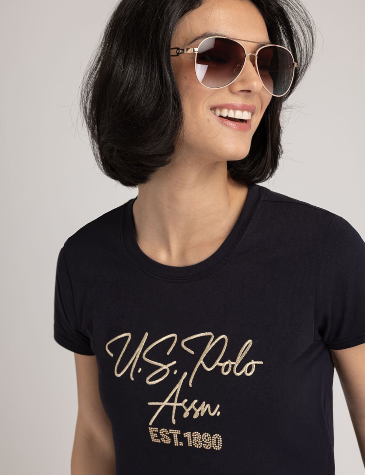 METALLIC BLING SEMI SCOOP NECK T-SHIRT U.S. Polo Assn.