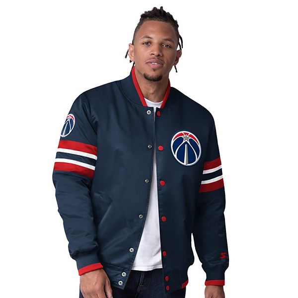 Men's Starter Navy Washington Wizards Scout Varsity Satin Full-Snap Jacket Starter