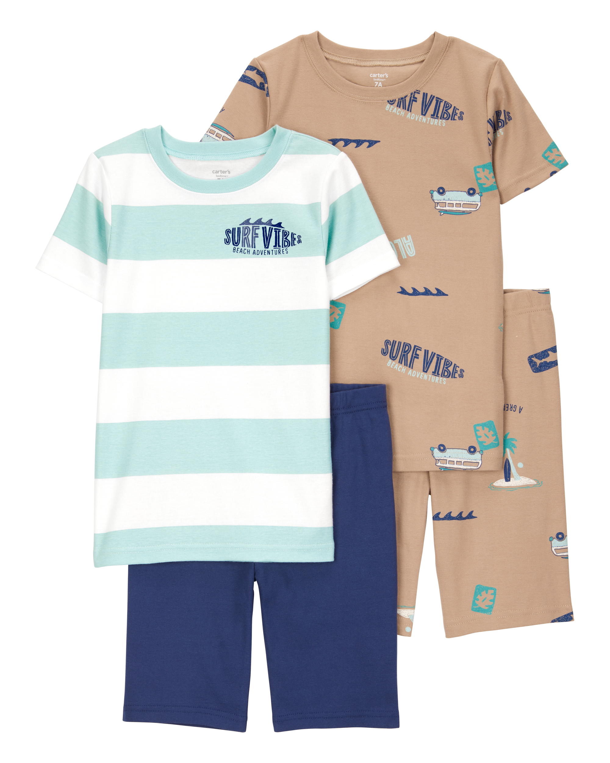 Kid Surfing Print Snug Fit Cotton 4-Piece Pajamas Carter's