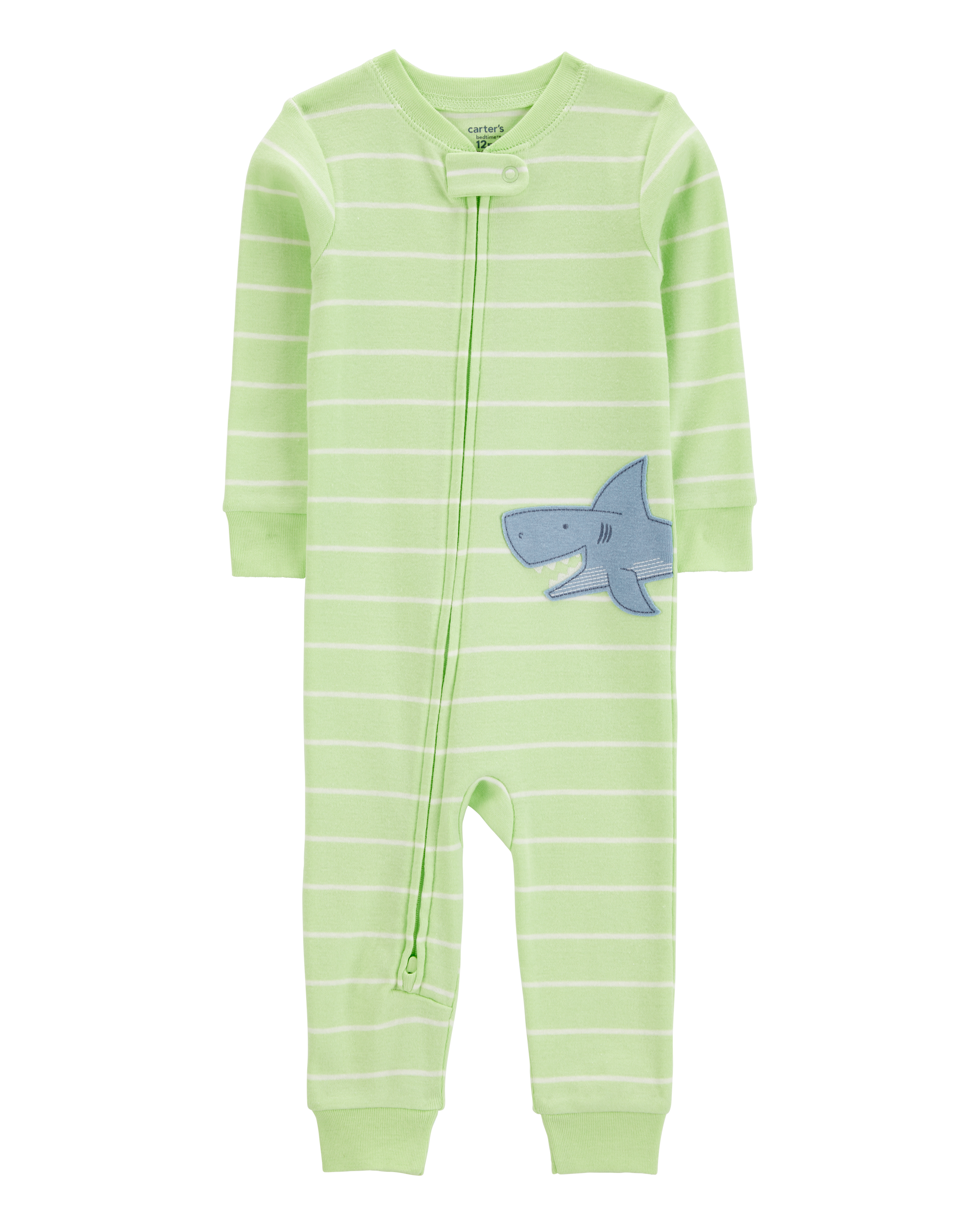 Baby Shark Striped Snug Fit Cotton 1-Piece Pajamas Carter's