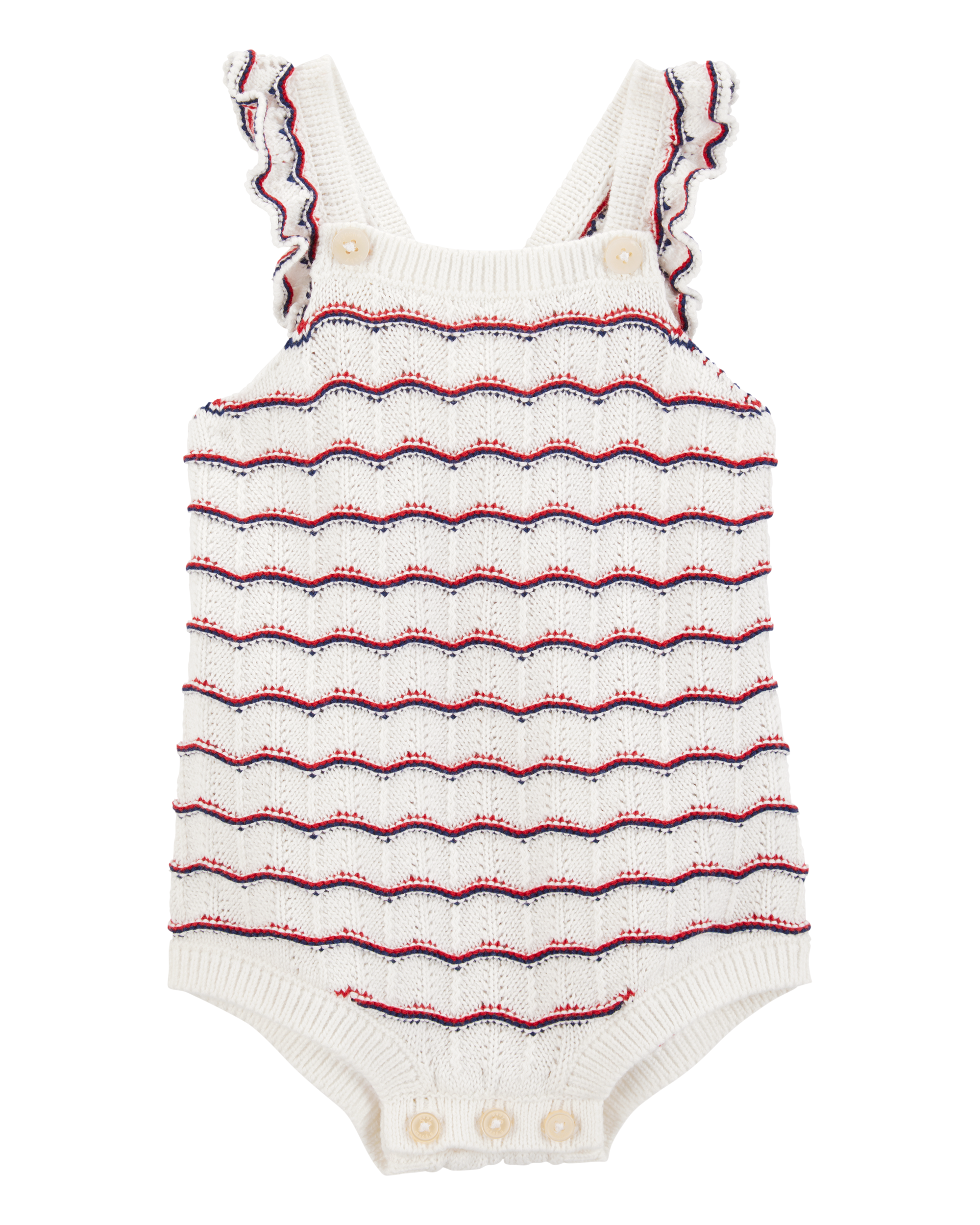 Baby Striped Crotchet Knit Bubble Romper - White Carter's