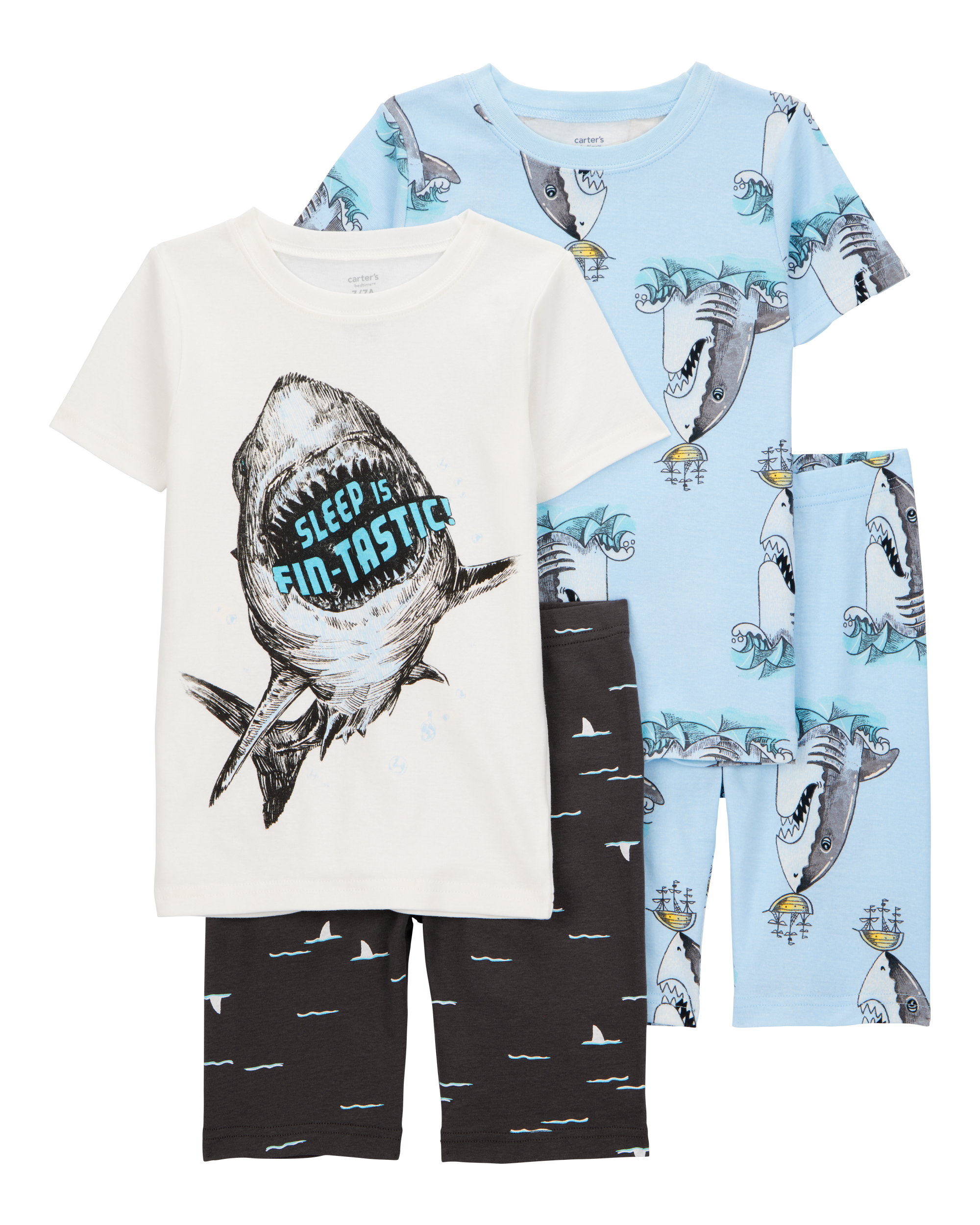 Kid Shark Print Snug Fit 4-Piece Pajamas Carter's