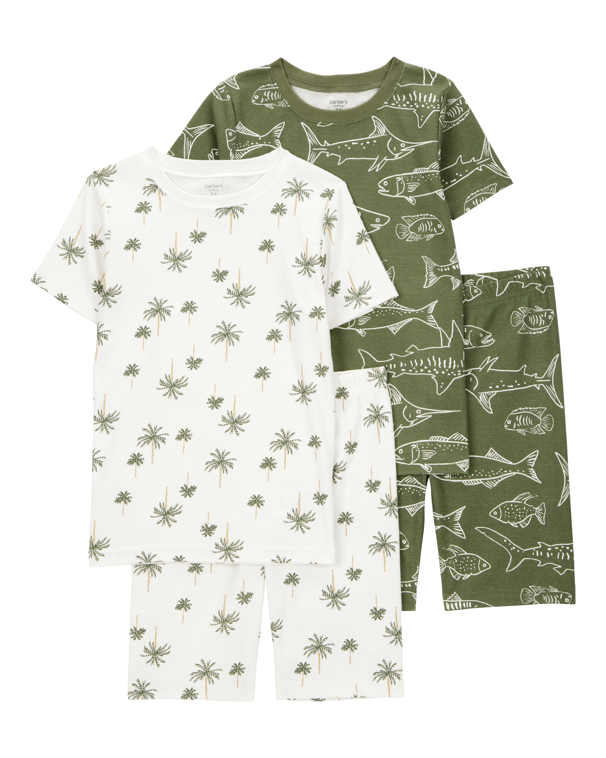 Kid Fish Print Snug Fit Cotton 4-Piece Pajamas Carter's