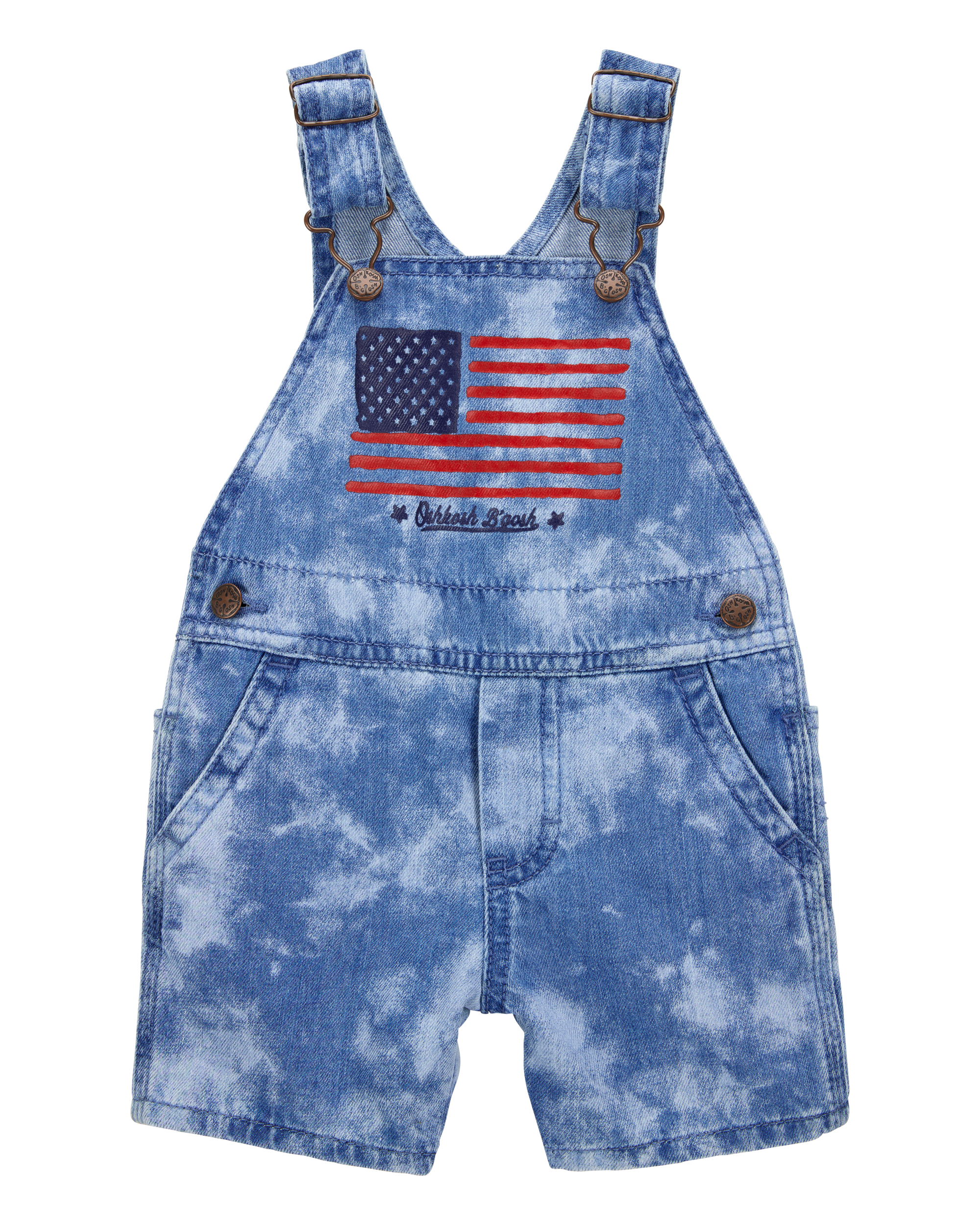 Baby Flag Print Tie Dye Shortalls - Blue Carter's