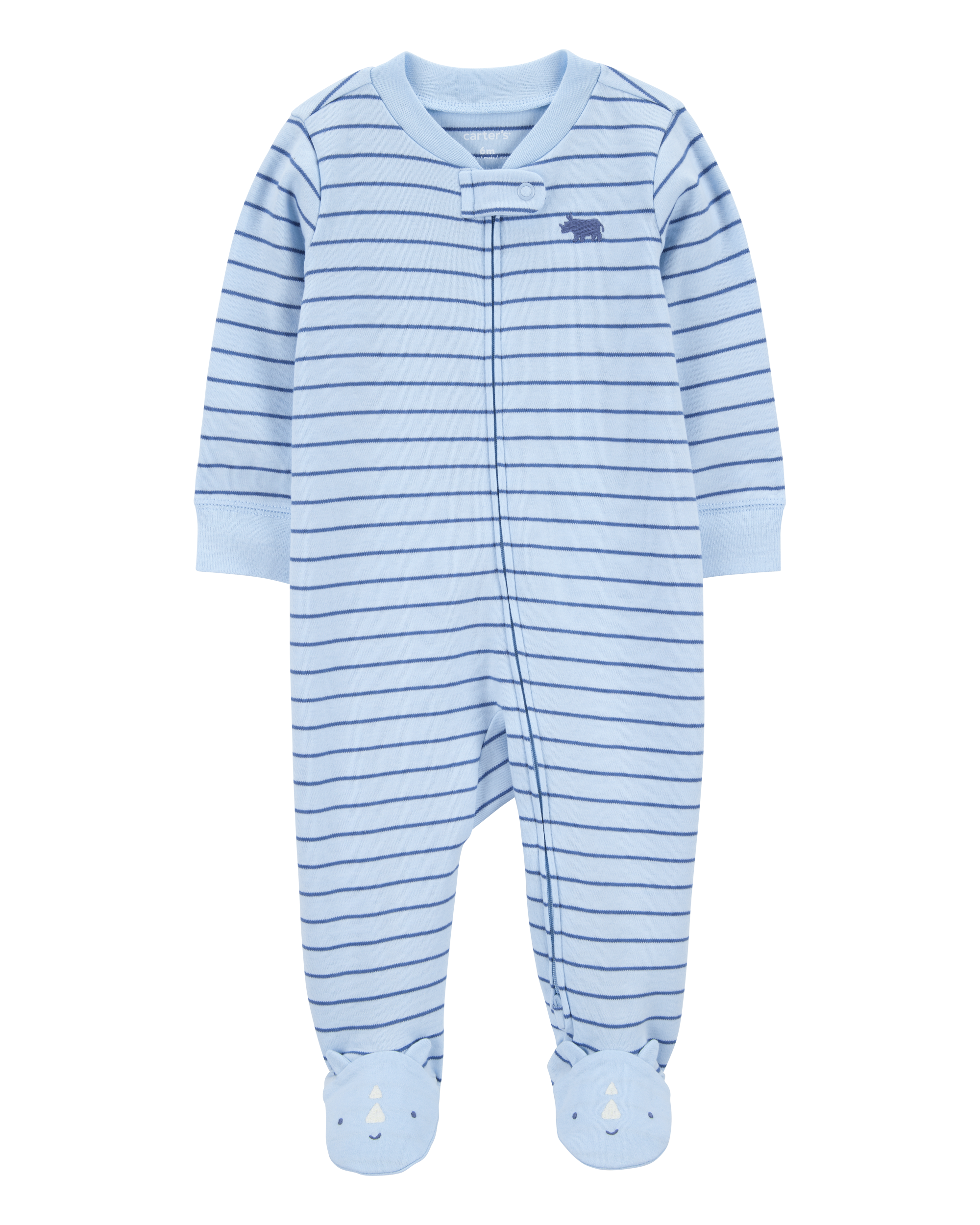 Baby Striped Rhino 2-Way Zip Sleep & Play Pajamas Carter's