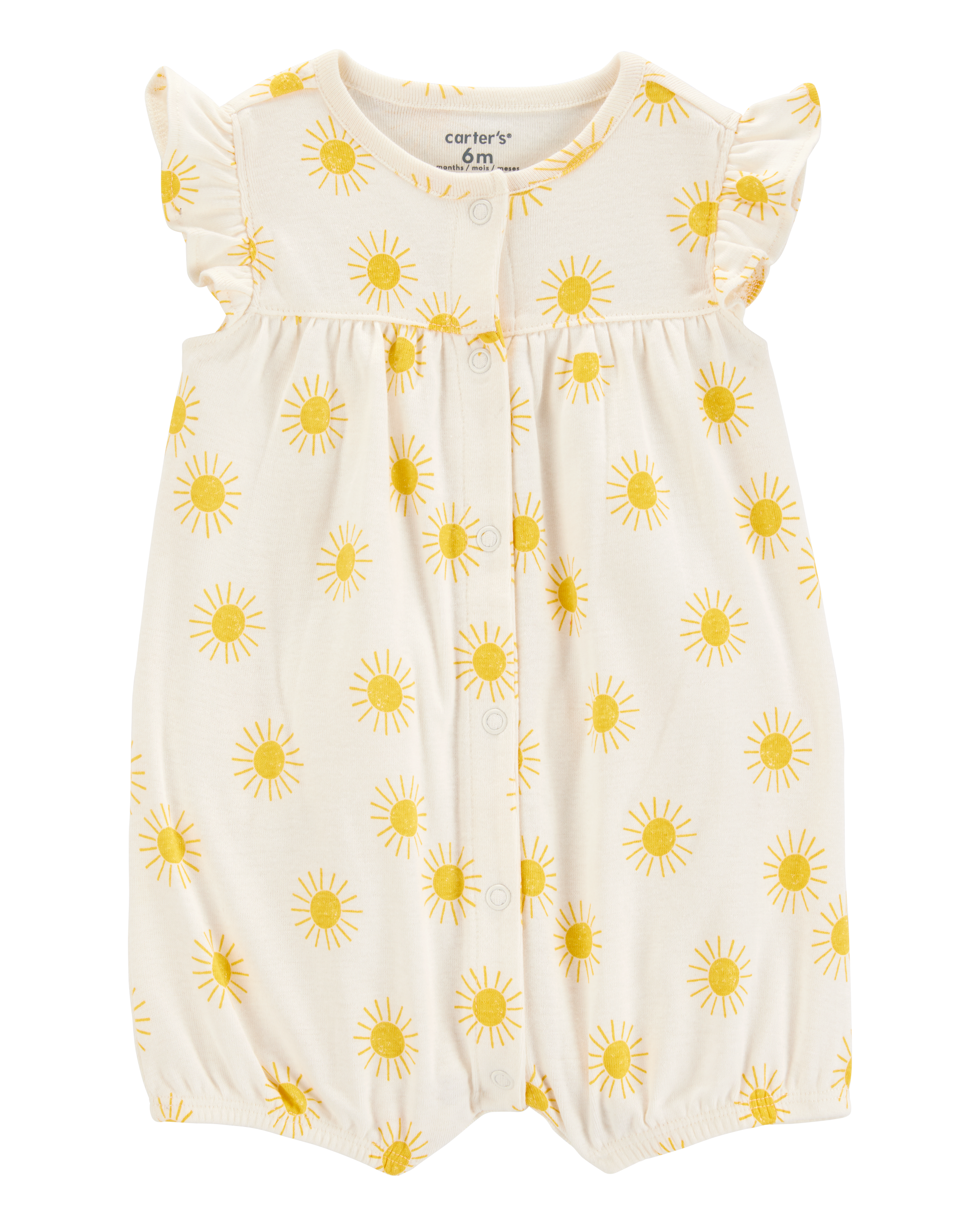 Baby Sun Cotton Short-Sleeve Romper - Cream Carter's