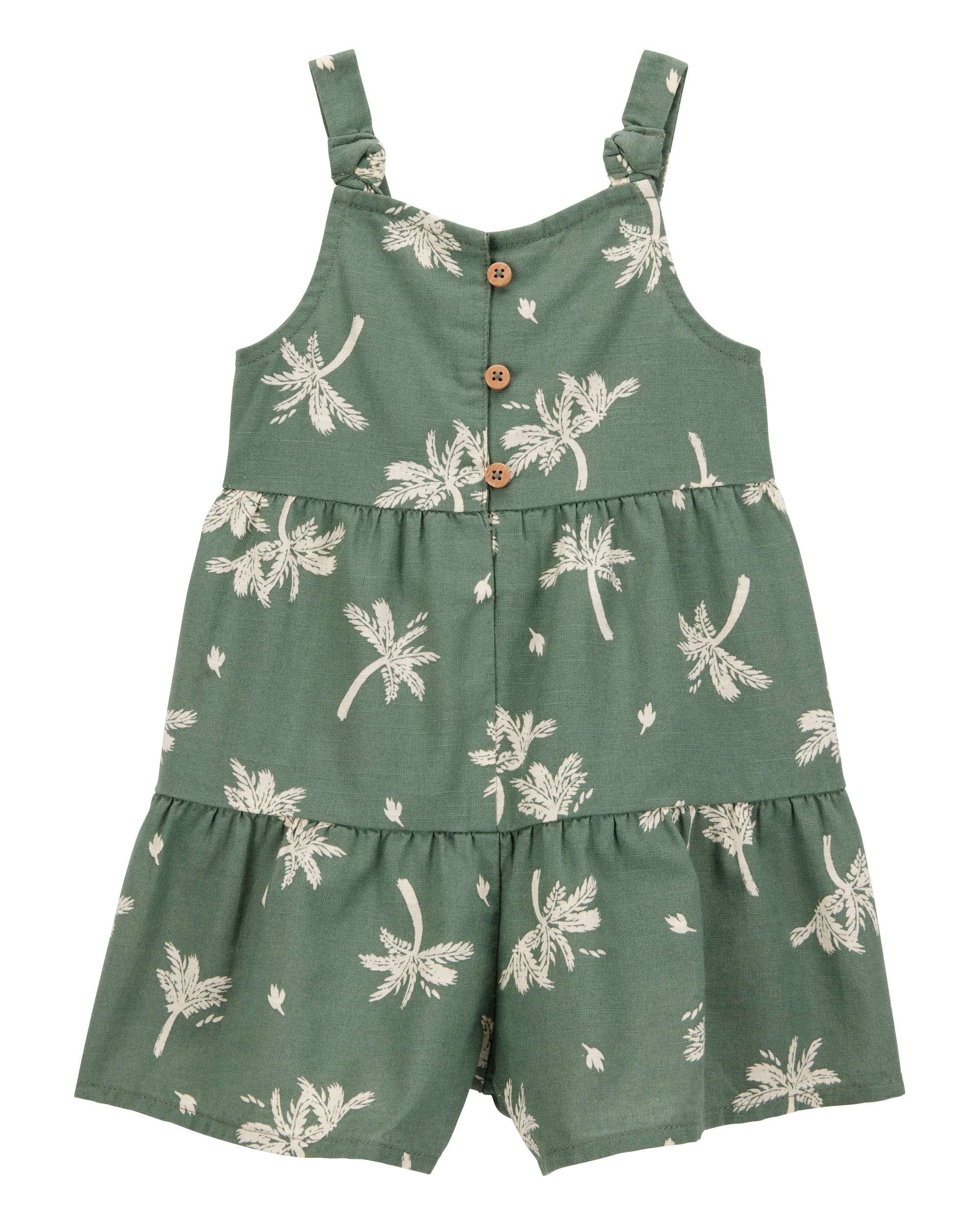 Baby Floral Print  Button-Front Romper - Green Carter's