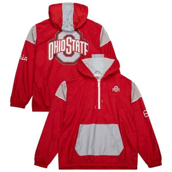 Men's Mitchell & Ness Scarlet Ohio State Buckeyes Team 3.0 Anorak Half-Zip Hoodie Mitchell & Ness