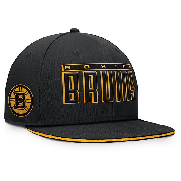 Men's Fanatics Black Boston Bruins Fundamental Gino Stack Snapback Hat Fanatics Brands - White Label