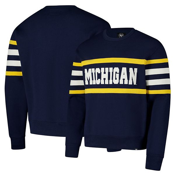 Men's '47 Navy Michigan Wolverines Coaches Collection Pullover Sweatshirt 47 Brand