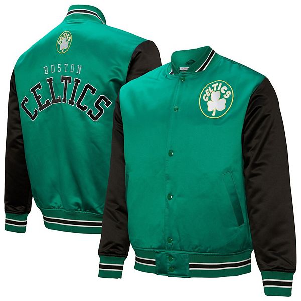 Men's Mitchell & Ness  Kelly Green Boston Celtics Hardwood Classic Primetime Full-Snap Satin Jacket Mitchell & Ness