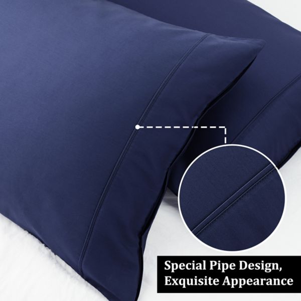 Pillowcase Set of 2 Soft Cotton with Zipper King(20"x36") PiccoCasa