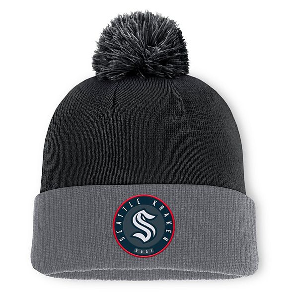 Men's Fanatics  Black Seattle Kraken Cuffed Knit Hat with Pom Fanatics Brands - White Label