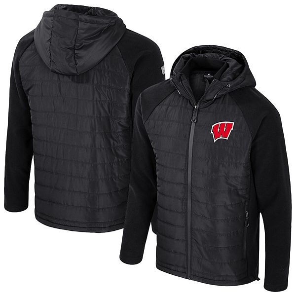 Men's Colosseum Black Wisconsin Badgers Block The Sun Full-Zip Hooded Jacket Colosseum