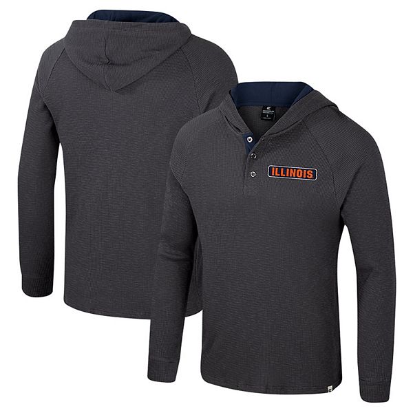 Men's Colosseum  Charcoal Illinois Fighting Illini Dujour Ralgan Long Sleeve Henley Hoodie T-Shirt Colosseum