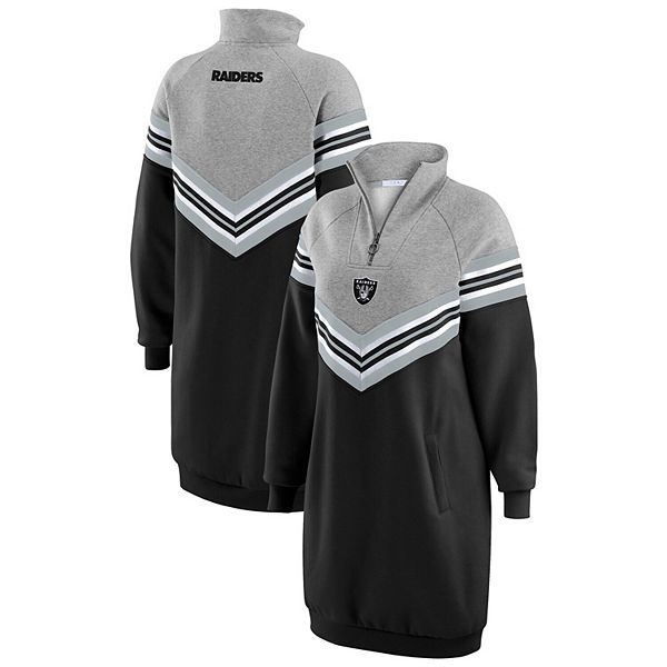 Women's WEAR by Erin Andrews  Black/Heather Gray Las Vegas Raiders Chevron Stripe Dress WEAR by Erin Andrews