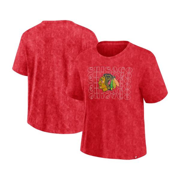 Women's Fanatics  Red Chicago Blackhawks Faded Wash T-Shirt Fanatics Brands - White Label