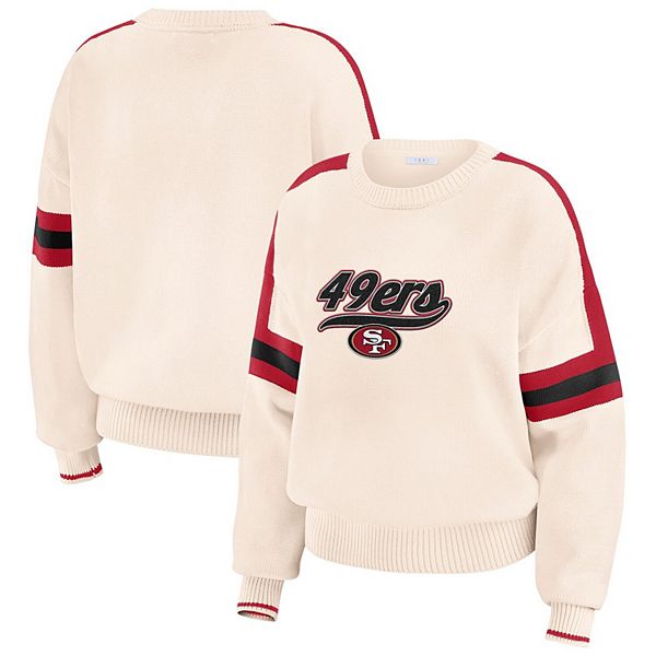 Women's WEAR by Erin Andrews  Cream San Francisco 49ers Stripe Pullover Sweater WEAR by Erin Andrews