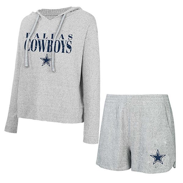 Women's Concepts Sport Gray Dallas Cowboys Juniper Long Sleeve Hoodie T-Shirt & Shorts Set Unbranded