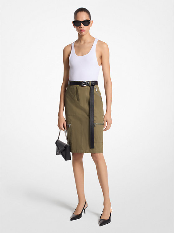 Cotton Blend Cargo Pencil Skirt Michael Kors Collection