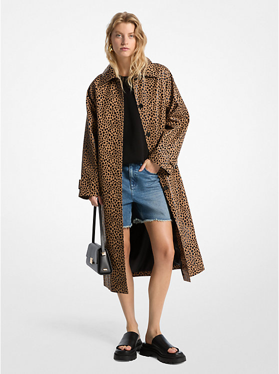 Cheetah Print Balmacaan Coat Michael Kors