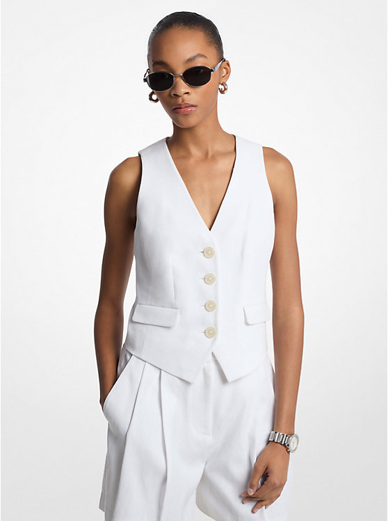 Linenand Cotton Twill Vest Michael Kors