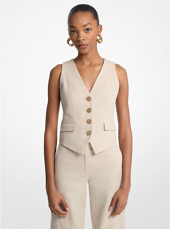 Linenand Cotton Twill Vest Michael Kors