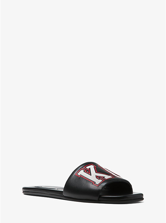 Delphine Kors Varsity Calf Leather Slide Sandal Michael Kors Collection