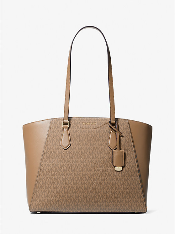 Taryn Large Signature Logoand Leather Tote Bag Michael Kors