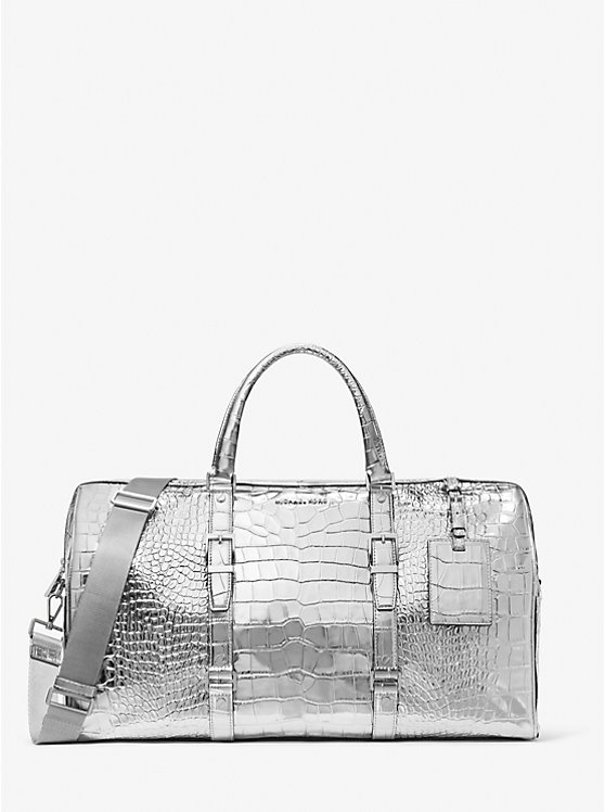 Bedford Travel Extra-Large Metallic Crocodile Embossed Leather Weekender Bag Michael Kors