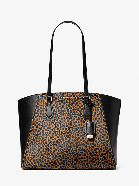 Taryn Large Cheetah Print Calf Hairand Leather Tote Bag Michael Kors